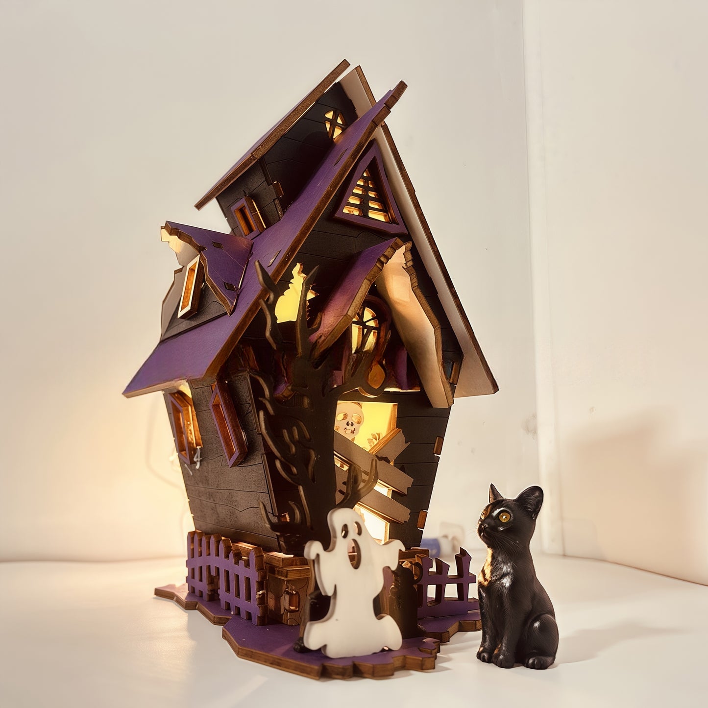 🧟♂️Halloween DIY · Glowing Haunted House Craft🔨