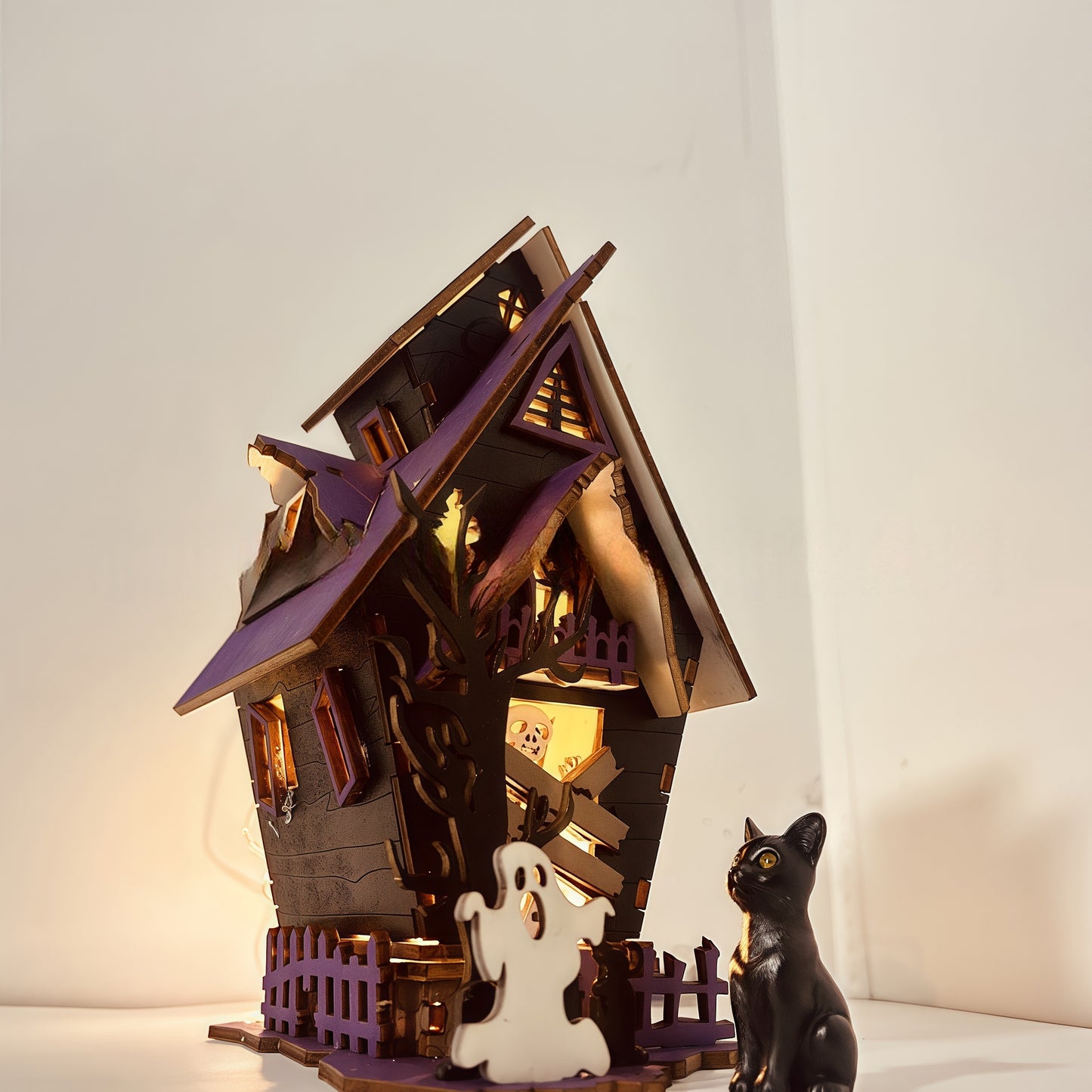 🧟♂️Halloween DIY · Glowing Haunted House Craft🔨