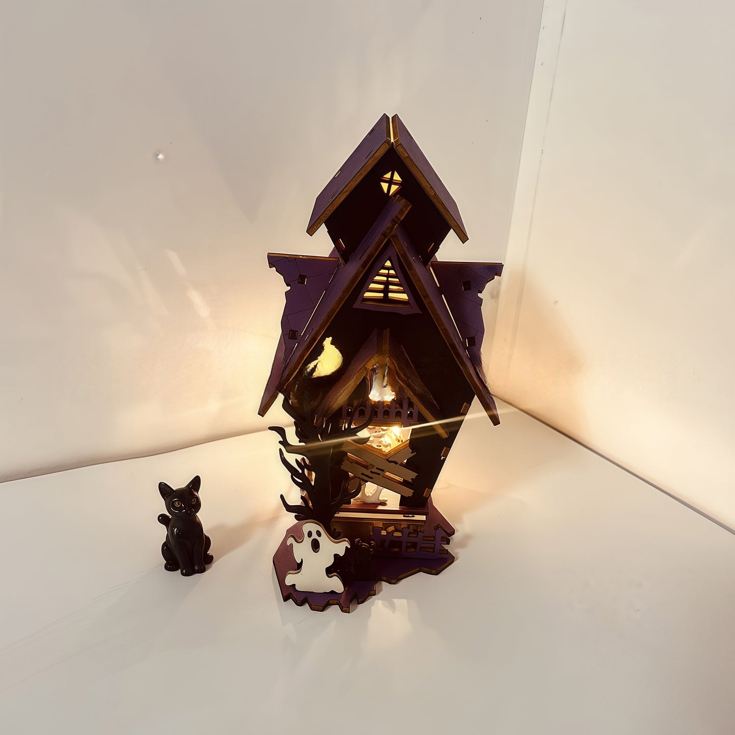 🧟♂️Halloween DIY · Glowing Haunted House Craft🔨