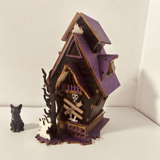 🧟♂️Halloween DIY · Glowing Haunted House Craft🔨