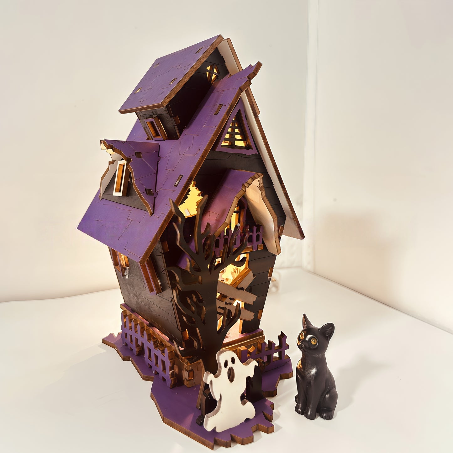 🧟♂️Halloween DIY · Glowing Haunted House Craft🔨