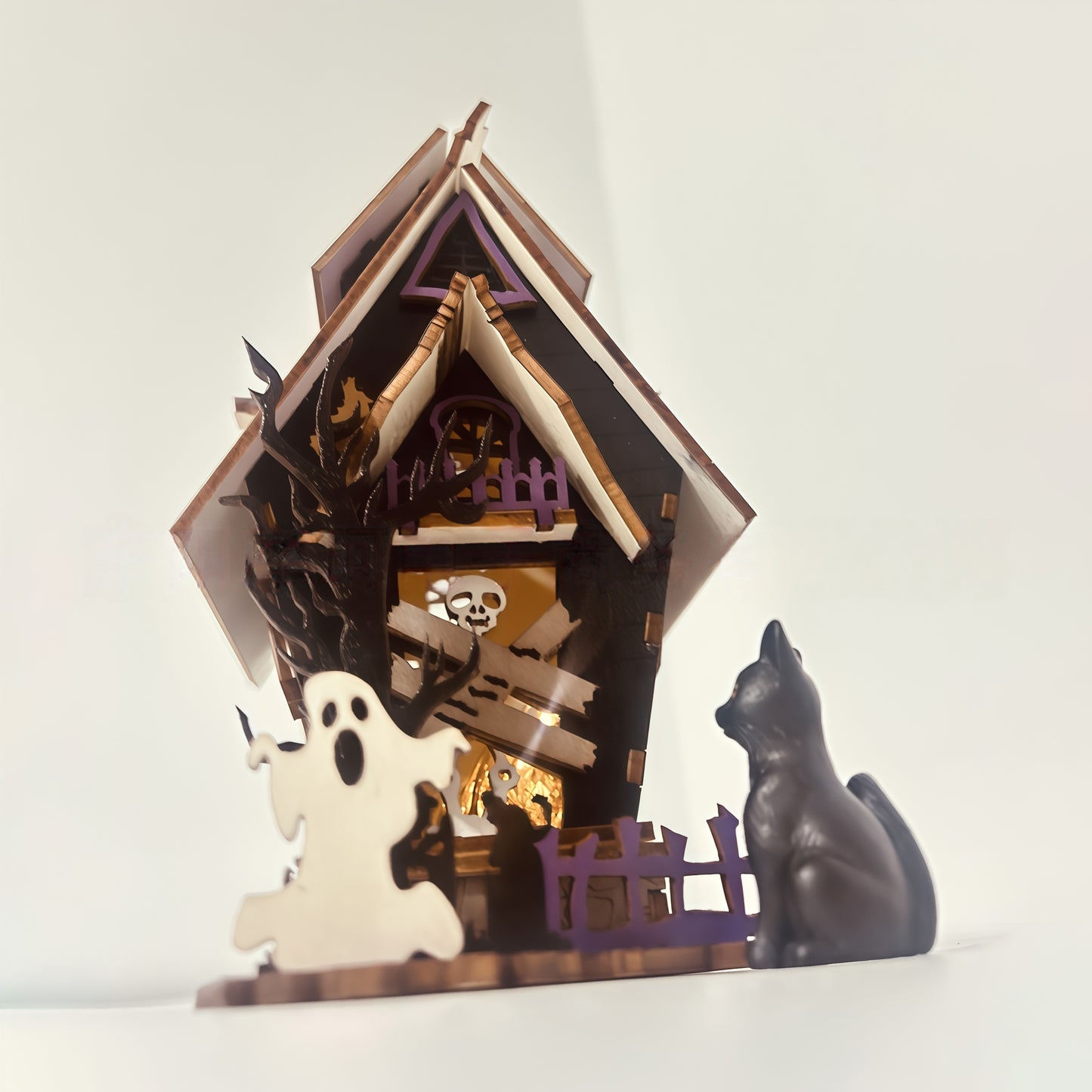 🧟♂️Halloween DIY · Glowing Haunted House Craft🔨