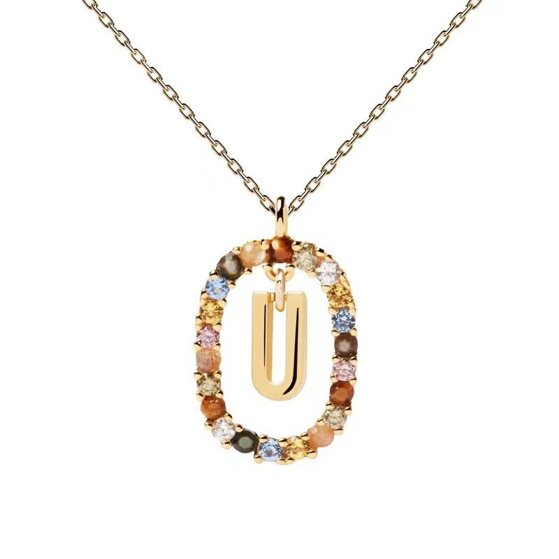 🌸Colorful zircon 26 letter necklace💫