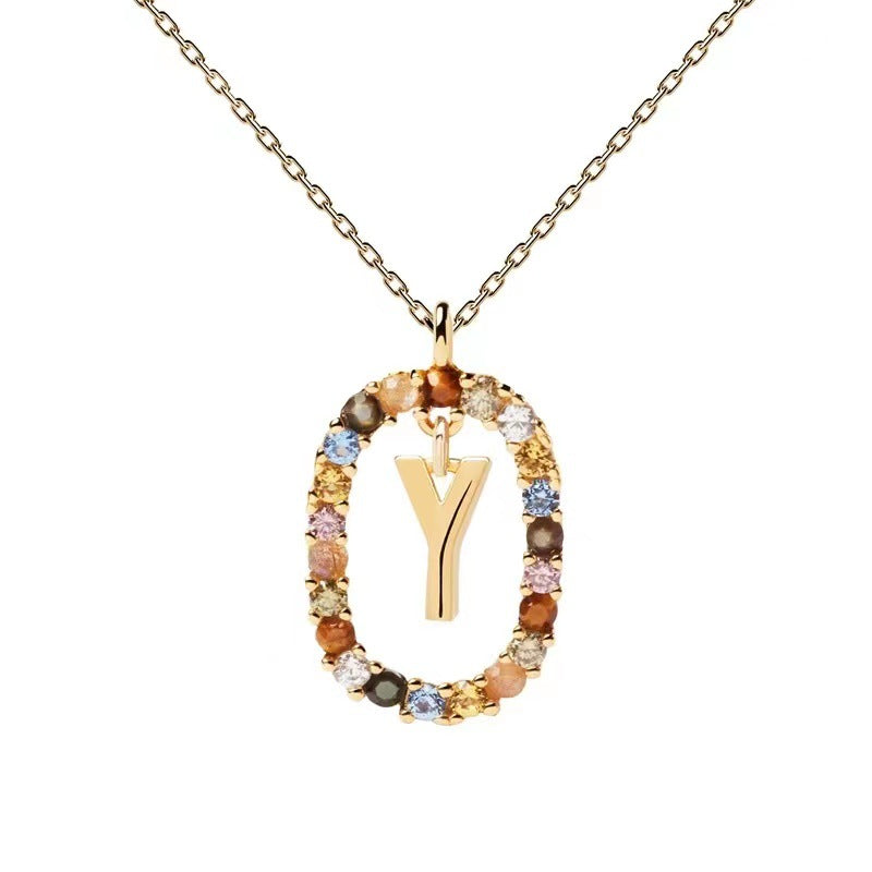 🌸Colorful zircon 26 letter necklace💫