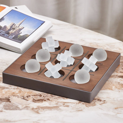 Modern Chess Set Decor: Solid Wood & Leather Board with Pieces - Showroom, Hotel, Desktop Luxury Accent