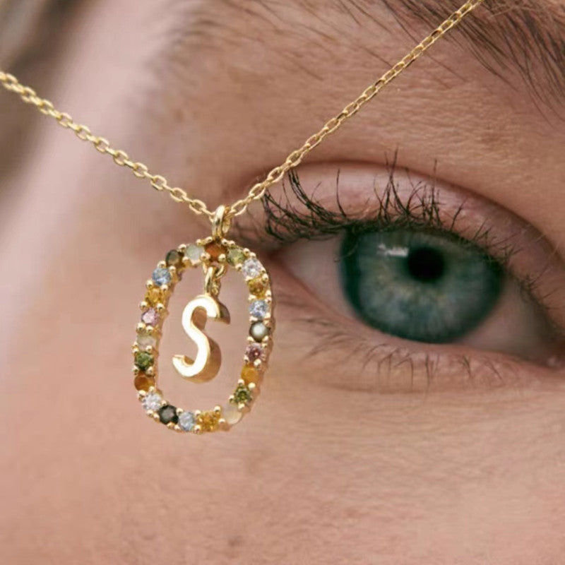 🌸Colorful zircon 26 letter necklace💫