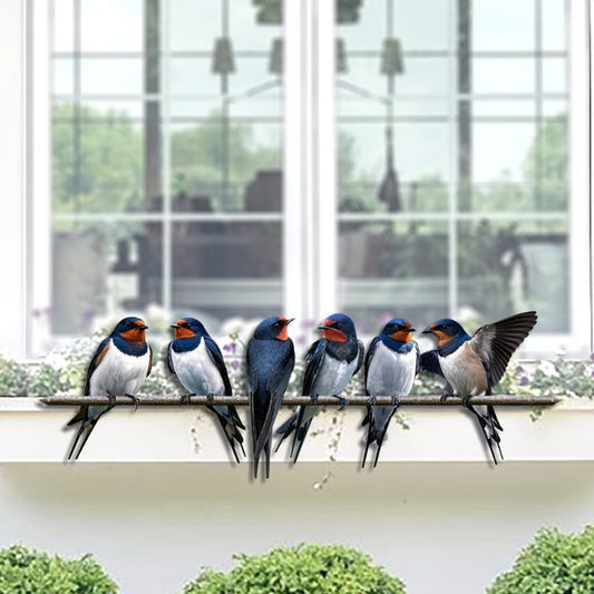 Metal Swallow Bird Ornament - 15.7"×5.1" Vintage Garden Decor for Patios & Windows 🐦