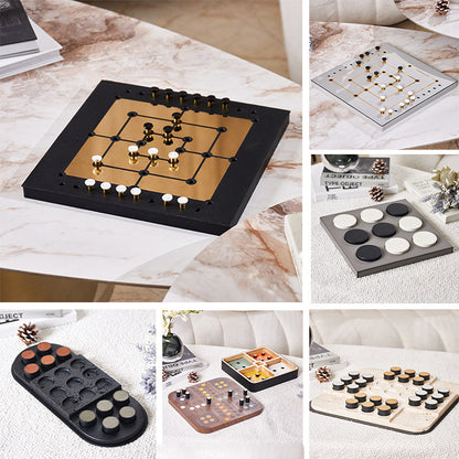 Modern Chess Set Decor: Solid Wood & Leather Board with Pieces - Showroom, Hotel, Desktop Luxury Accent