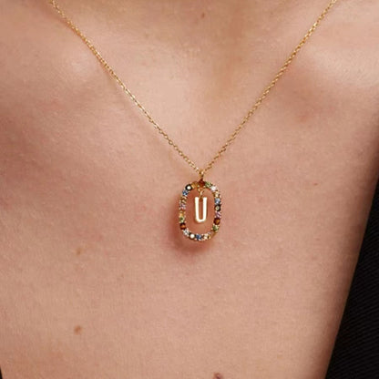 🌸Colorful zircon 26 letter necklace💫