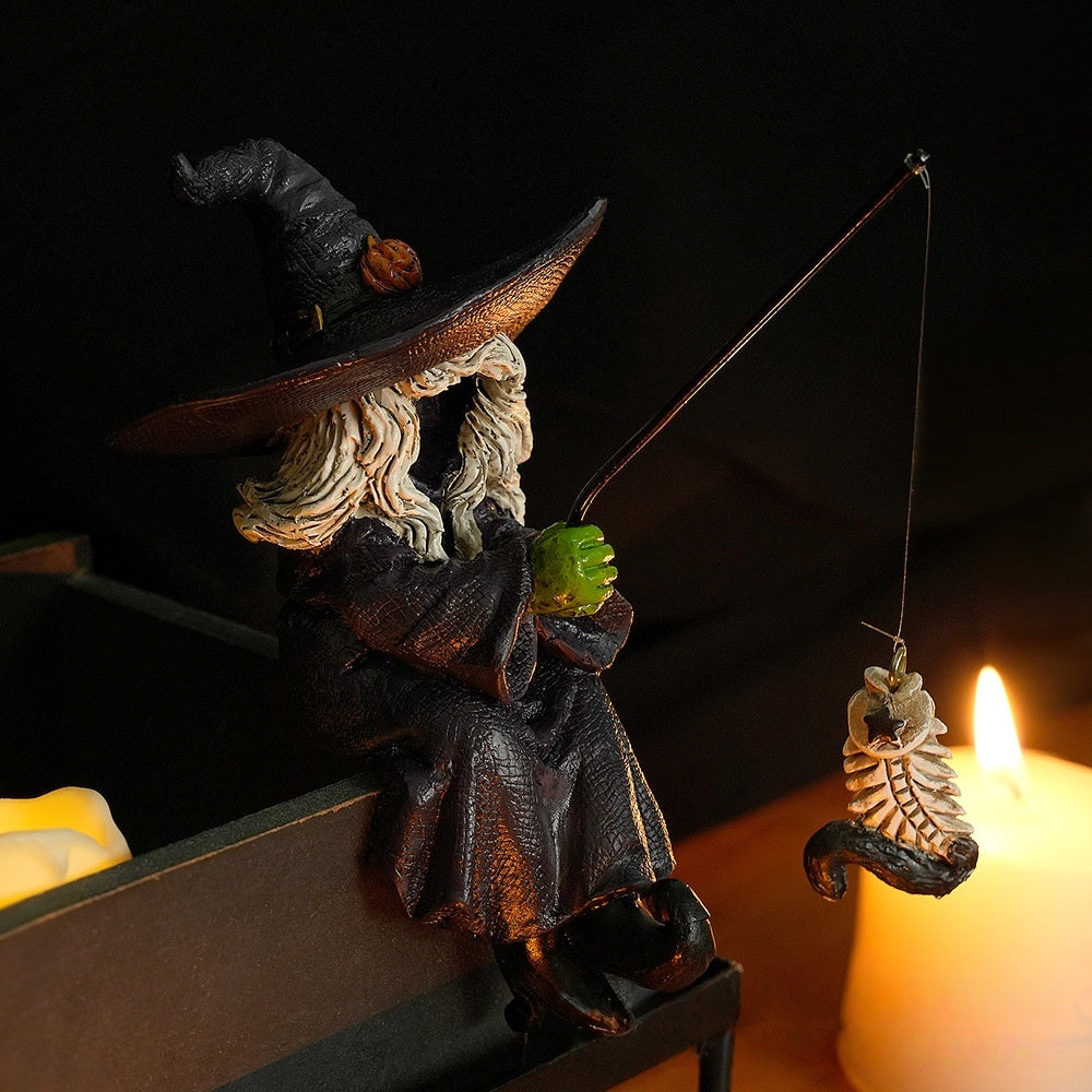 Halloween Fishing Witch Resin Ornament 🎃🧙‍♀️🎣