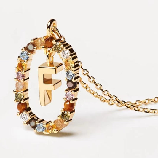 🌸Colorful zircon 26 letter necklace💫