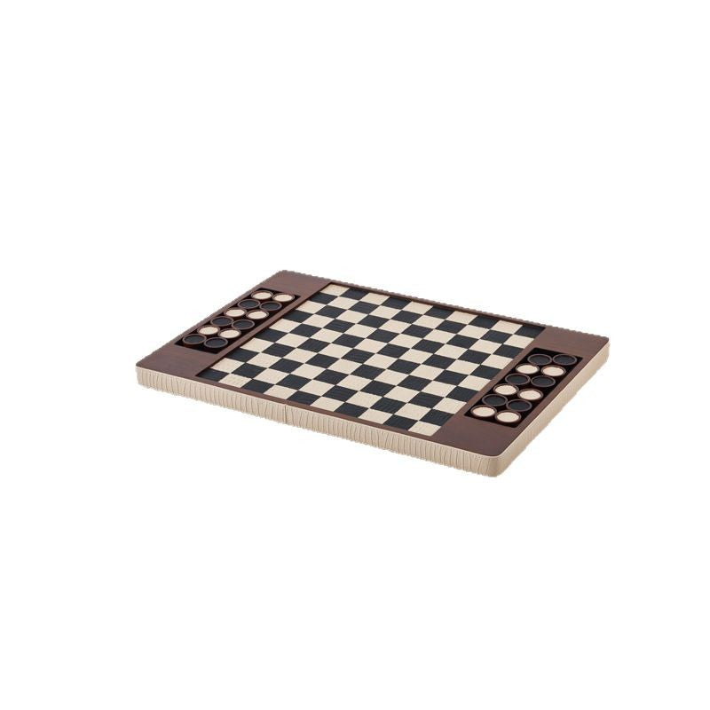Modern Chess Set Decor: Solid Wood & Leather Board with Pieces - Showroom, Hotel, Desktop Luxury Accent