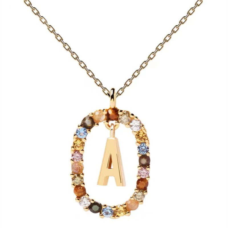 🌸Colorful zircon 26 letter necklace💫