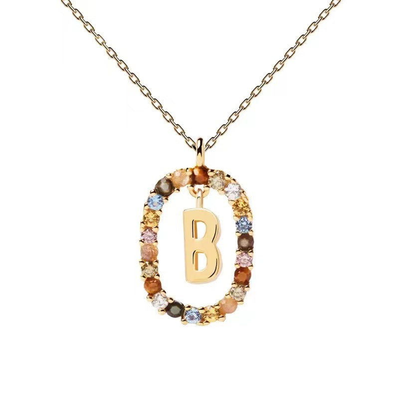 🌸Colorful zircon 26 letter necklace💫