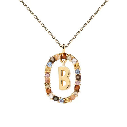 🌸Colorful zircon 26 letter necklace💫