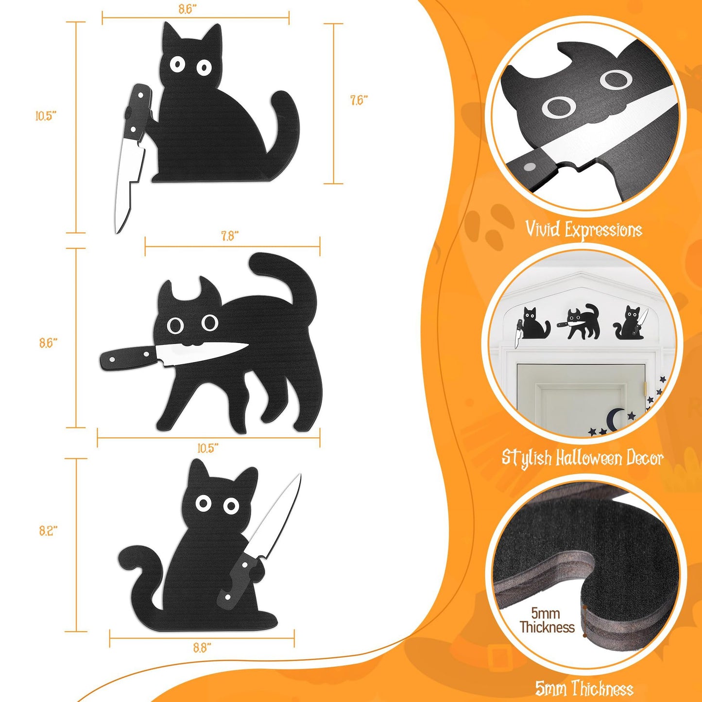 🎃Black Cat Knife Door Frame Decoration