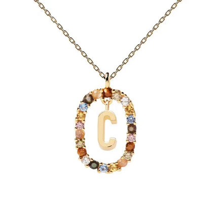 🌸Colorful zircon 26 letter necklace💫