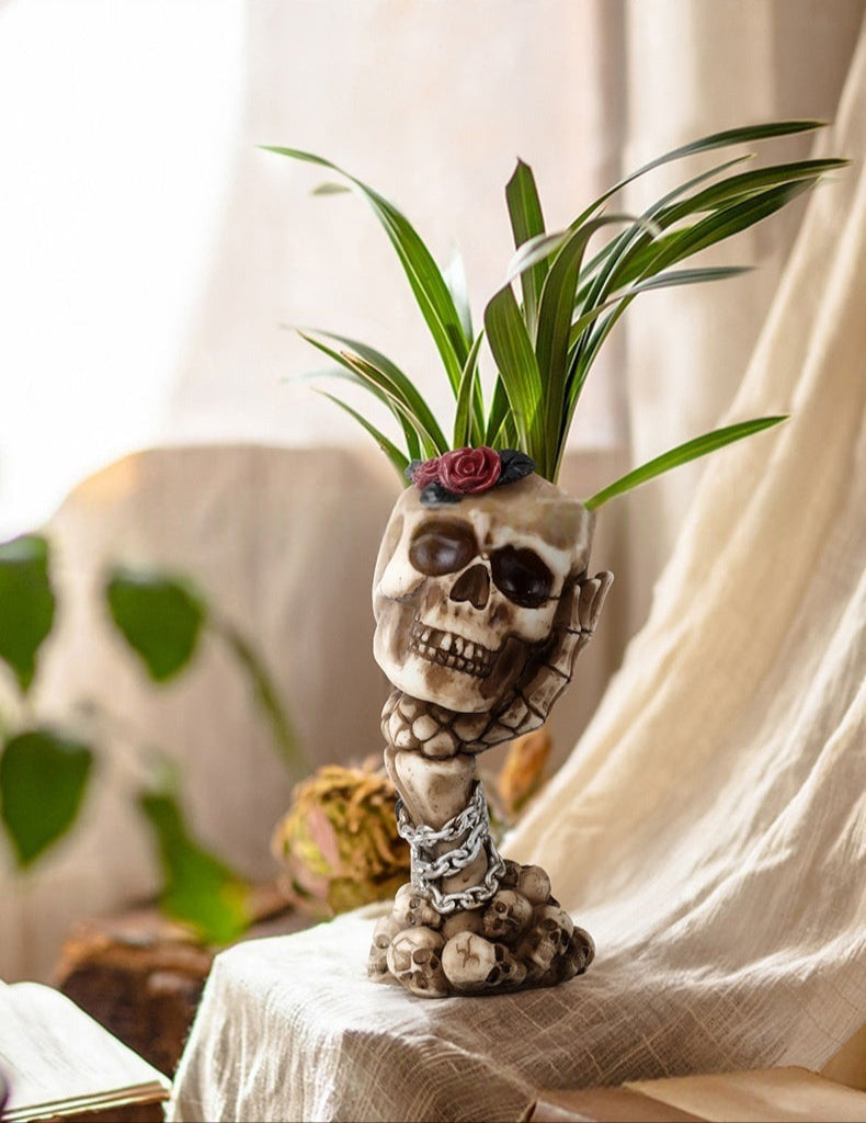 🙉 Brand new three monkey skull hand-cranked vase - 🙈 Zen desktop sculpture and flower pot🙊