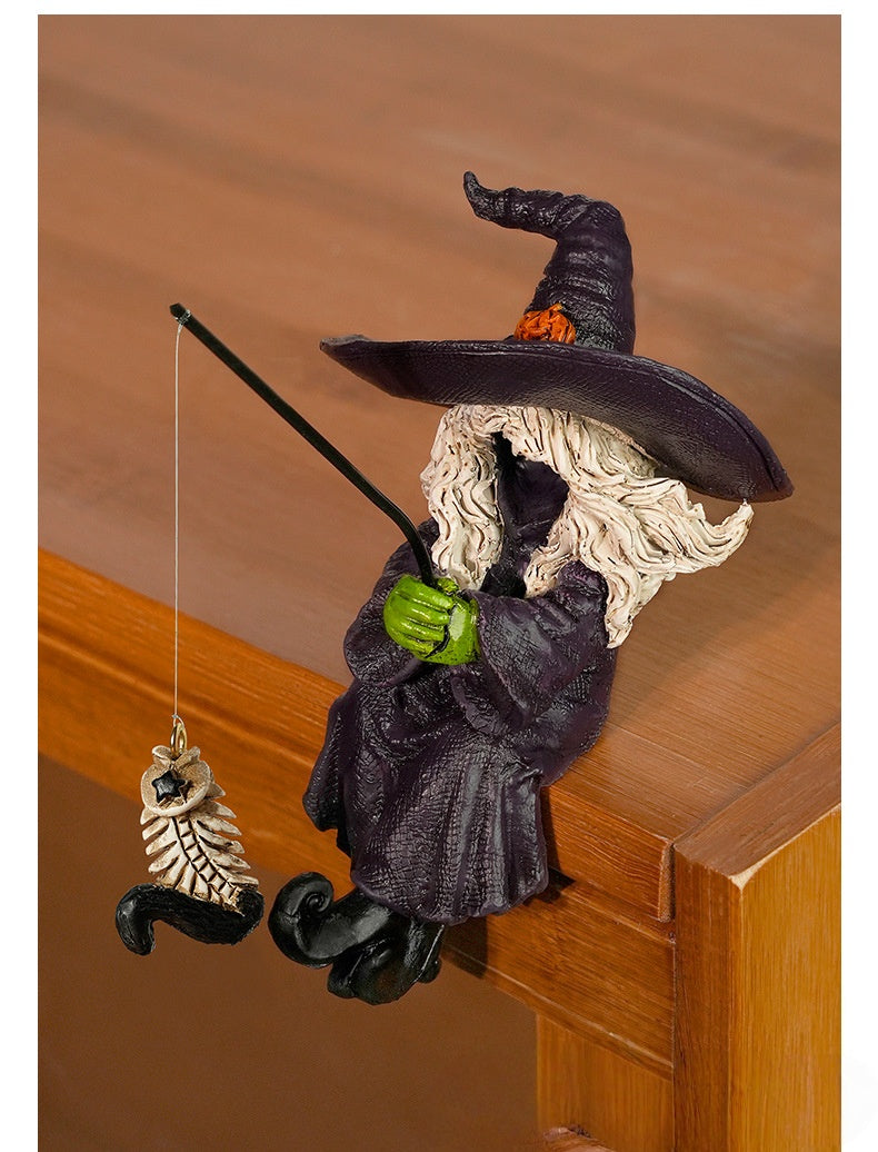 Halloween Fishing Witch Resin Ornament 🎃🧙‍♀️🎣