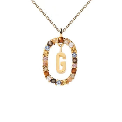 🌸Colorful zircon 26 letter necklace💫