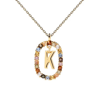 🌸Colorful zircon 26 letter necklace💫