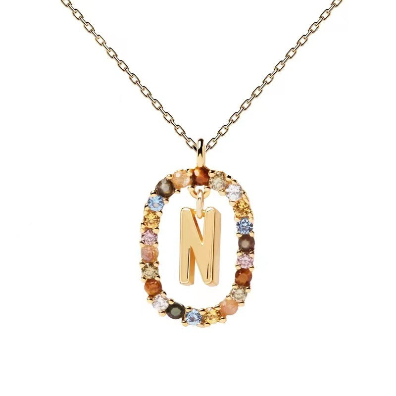 🌸Colorful zircon 26 letter necklace💫
