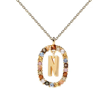 🌸Colorful zircon 26 letter necklace💫