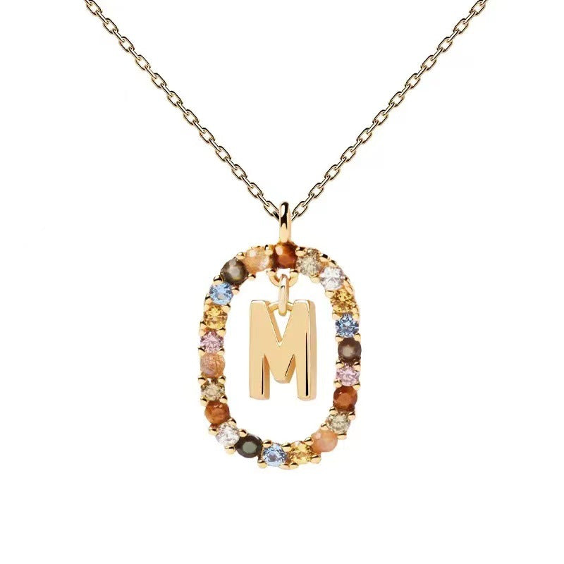 🌸Colorful zircon 26 letter necklace💫