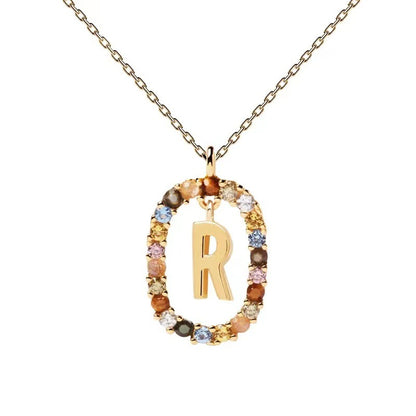 🌸Colorful zircon 26 letter necklace💫