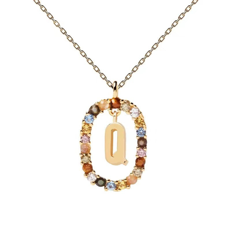 🌸Colorful zircon 26 letter necklace💫