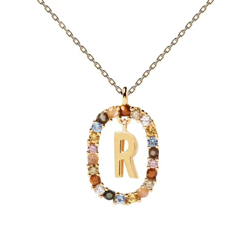 🌸Colorful zircon 26 letter necklace💫