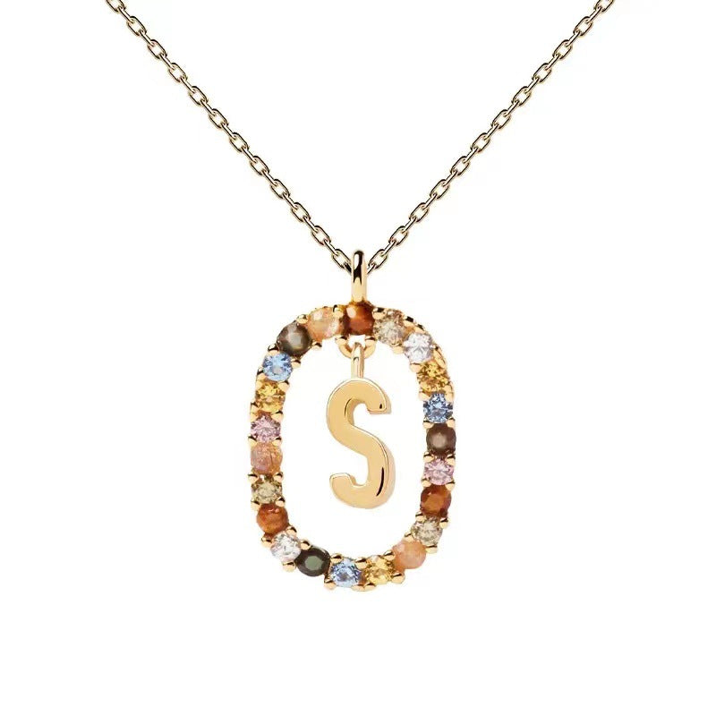 🌸Colorful zircon 26 letter necklace💫