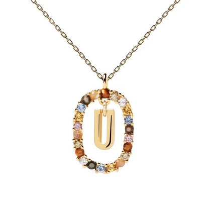 🌸Colorful zircon 26 letter necklace💫