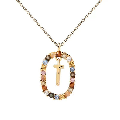 🌸Colorful zircon 26 letter necklace💫