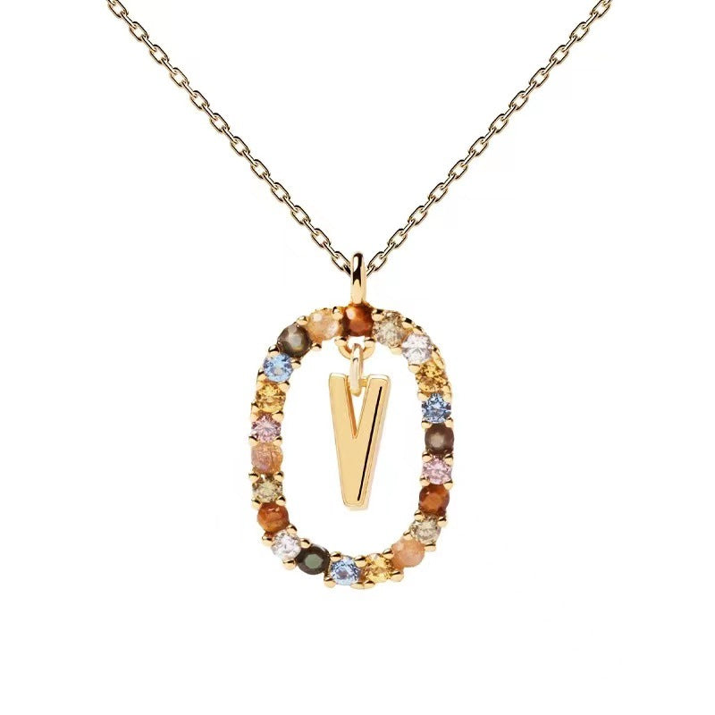 🌸Colorful zircon 26 letter necklace💫