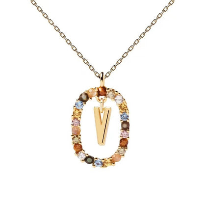🌸Colorful zircon 26 letter necklace💫