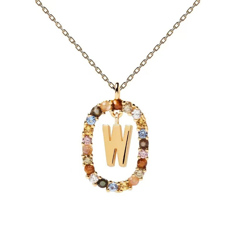 🌸Colorful zircon 26 letter necklace💫