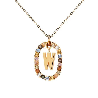 🌸Colorful zircon 26 letter necklace💫