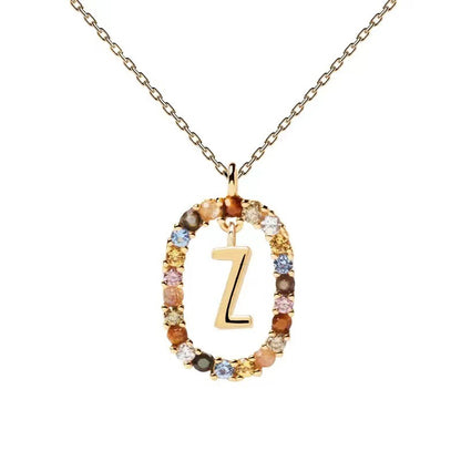 🌸Colorful zircon 26 letter necklace💫